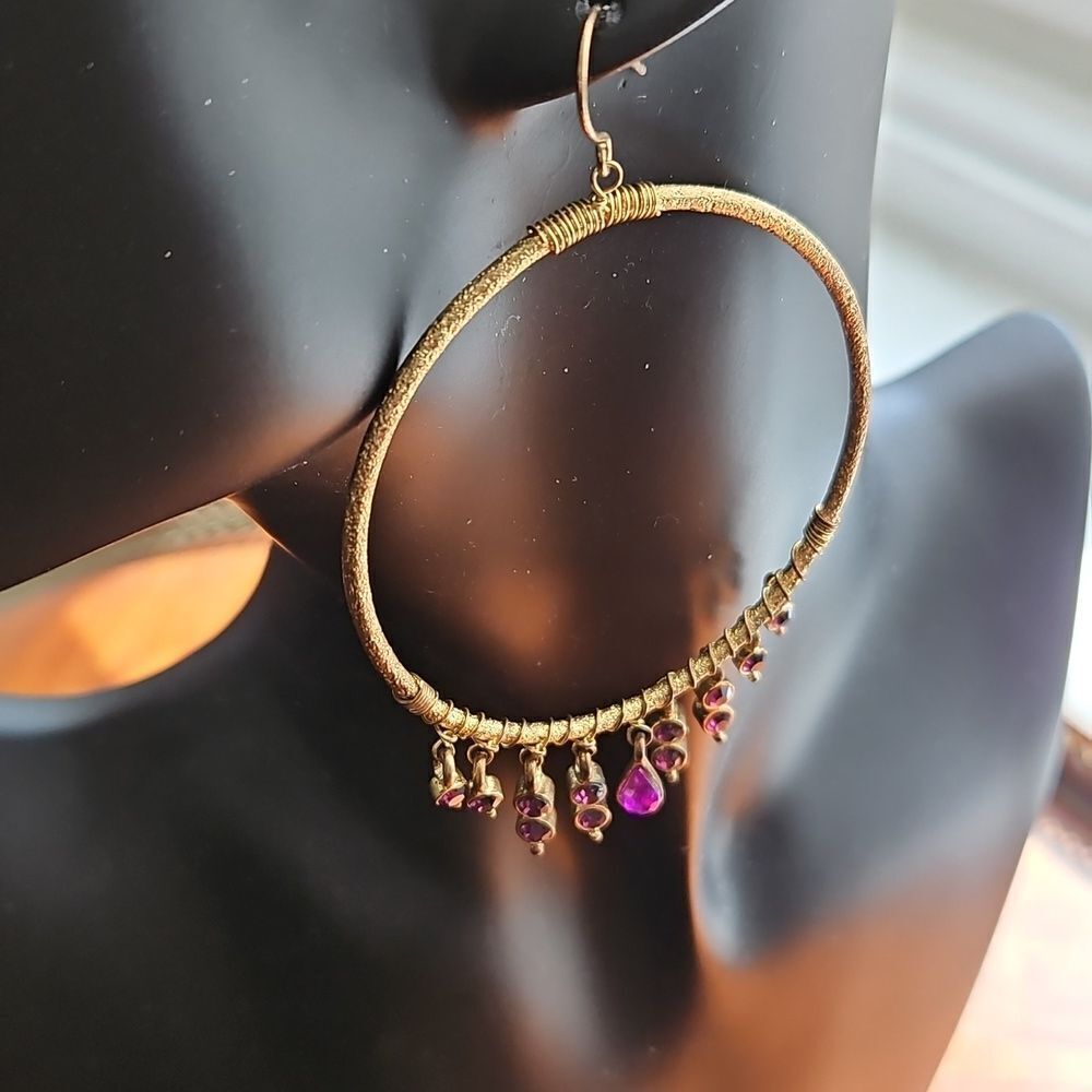 Vintage Hoop Earrings With Dangles - Picture 4 of 6